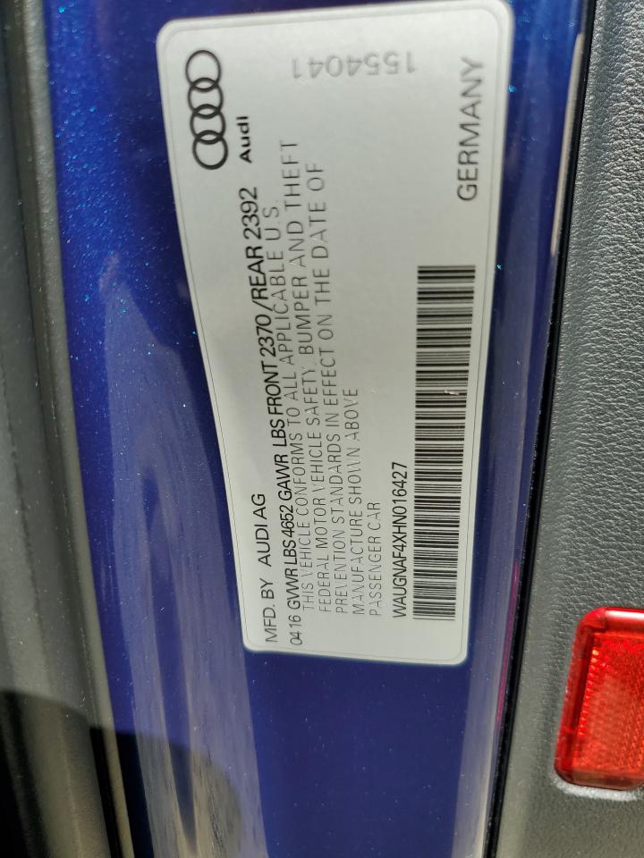 2017 Audi A4 VIN WAUGNAF4XHN016427 Copart auction photo, mechanical damage thumbnail 12