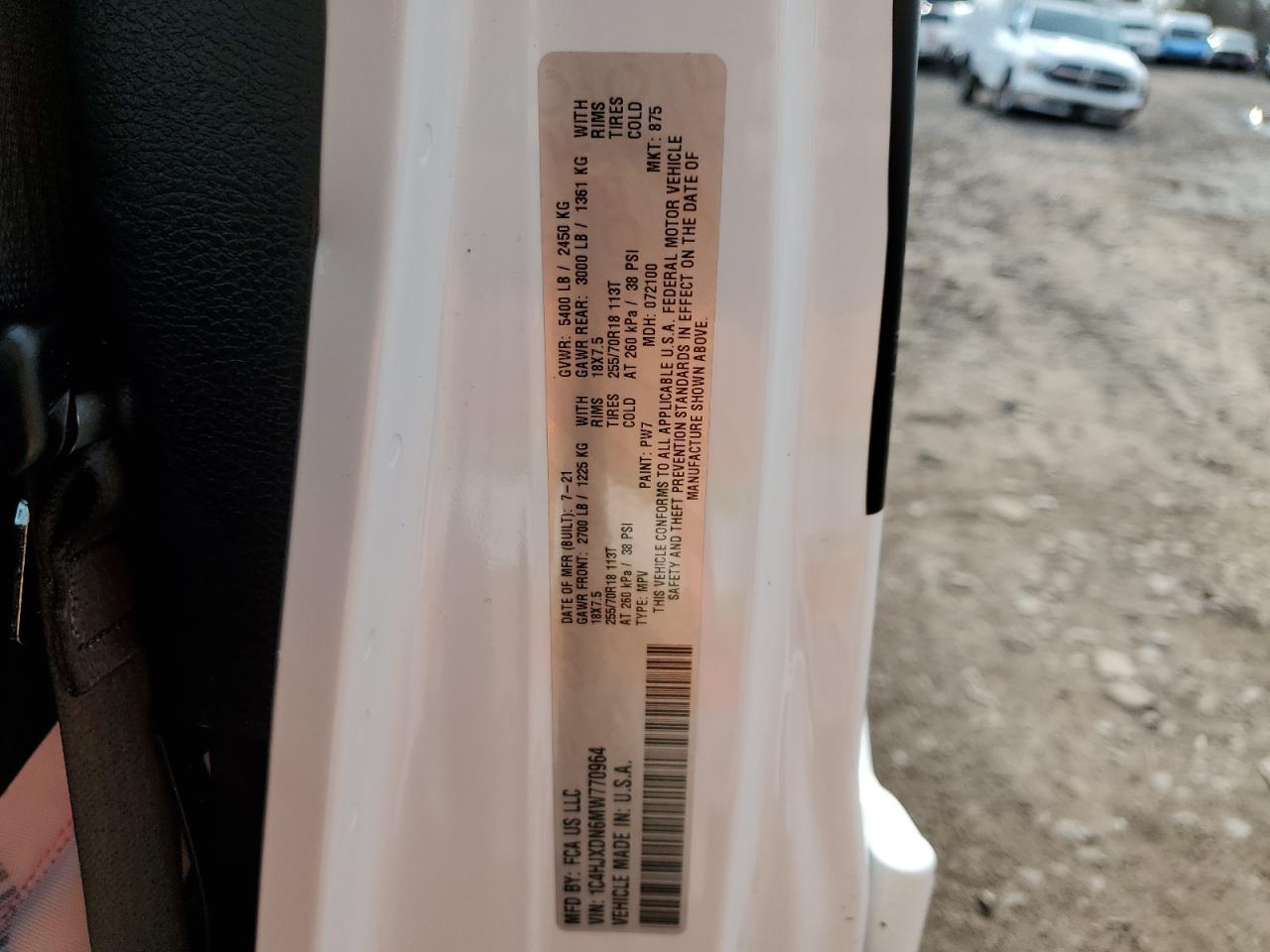 2021 Jeep Wrangler VIN 1C4HJXDN6MW770964 Copart auction photo, rear end / side damage thumbnail 13