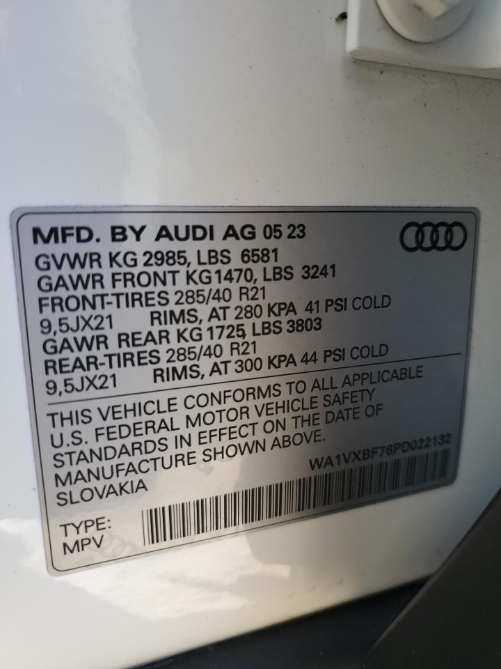 2023 Audi Q7 VIN WA1VXBF76PD022132 Copart auction photo, water/flood damage thumbnail 14