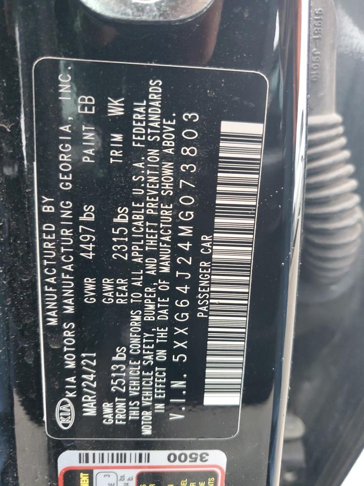 2021 KIA K5 VIN 5XXG64J24MG073803 Copart auction photo, front end damage thumbnail 12