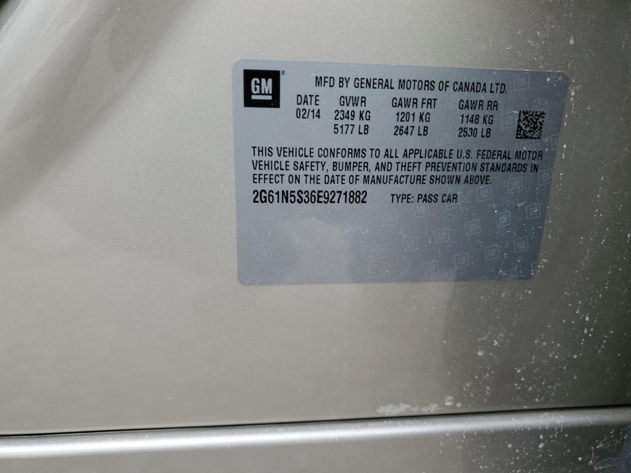 2014 Cadillac XTS VIN 2G61N5S36E9271882 Copart auction photo, front end damage thumbnail 12
