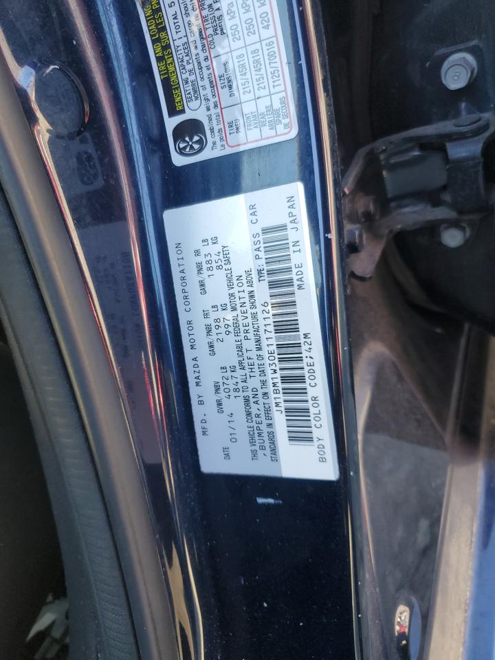 2014 Mazda 3 VIN JM1BM1W30E1171126 Copart auction photo, rear end / front end damage thumbnail 12