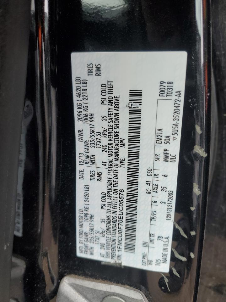 2014 Ford Escape VIN 1FMCU0F70EUC05576 Copart auction photo, all over / rear end damage thumbnail 14