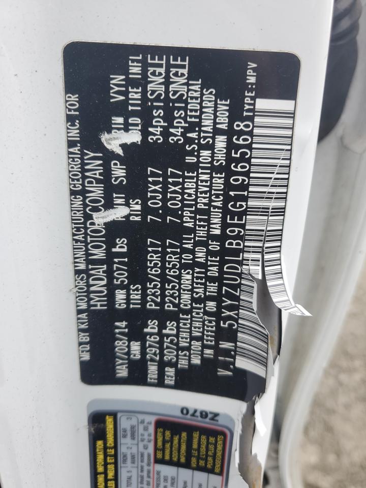 2014 Hyundai Santa Fe VIN 5XYZUDLB9EG196568 Copart auction photo, side damage thumbnail 12