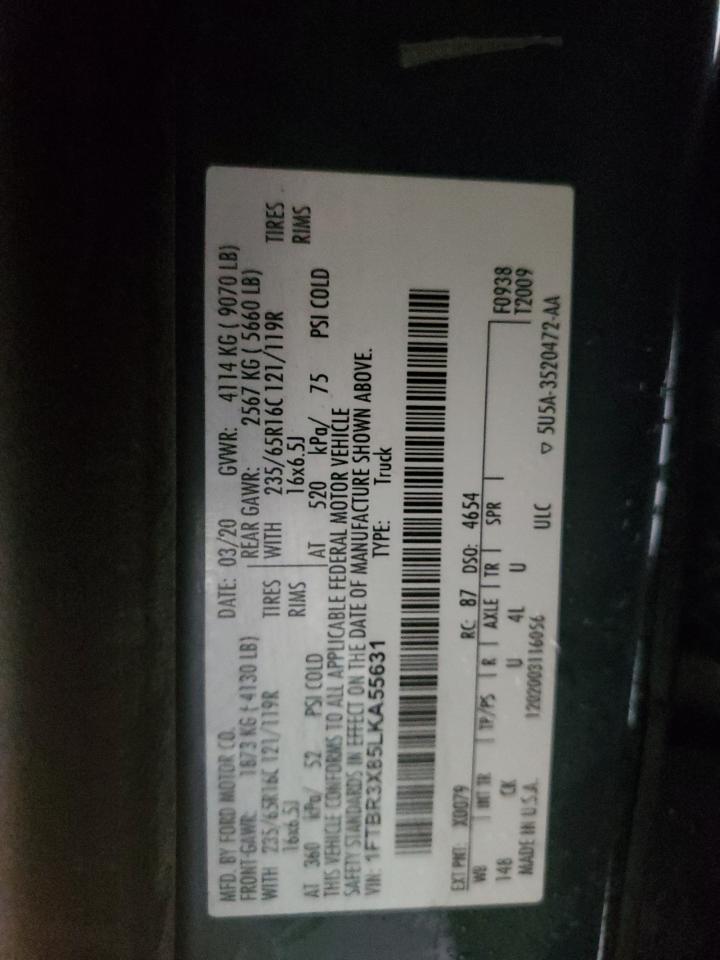 2020 Ford Transit VIN 1FTBR3X85LKA55631 Copart auction photo, all over damage thumbnail 13