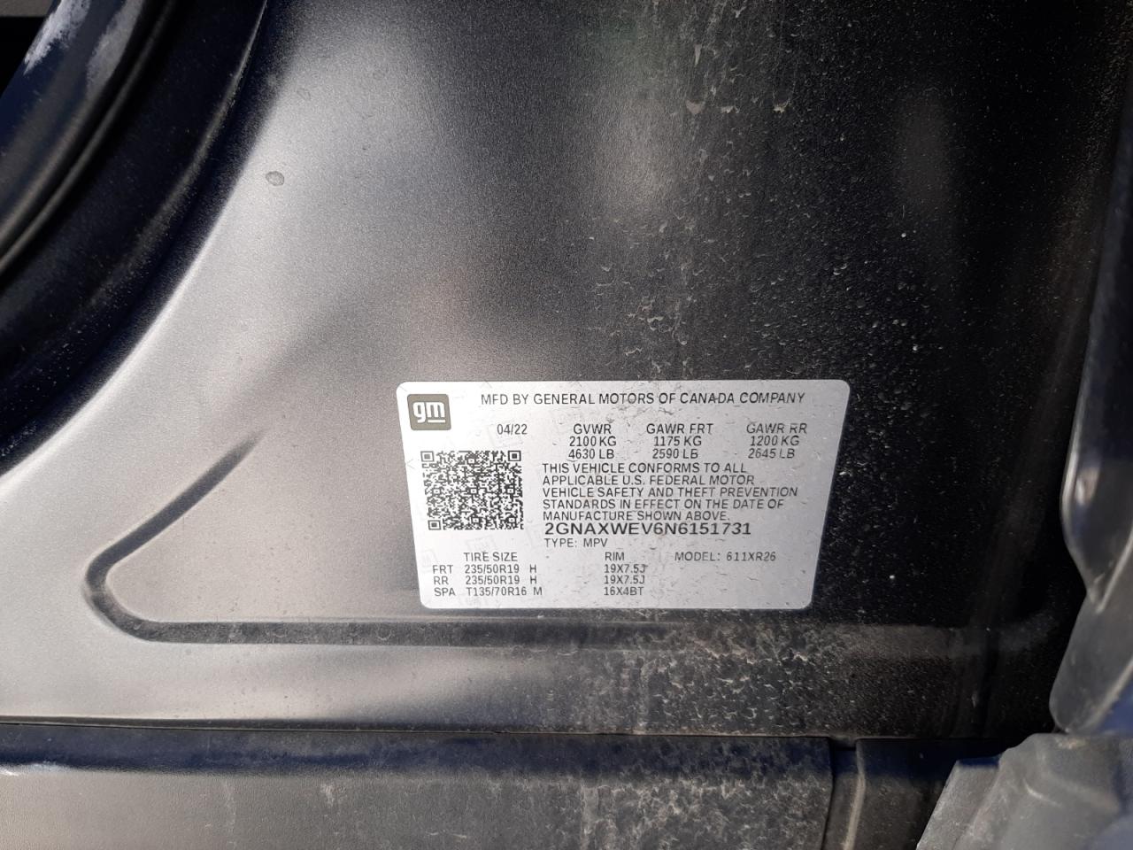 2022 Chevrolet Equinox VIN 2GNAXWEV6N6151731 Copart auction photo, side damage thumbnail 13