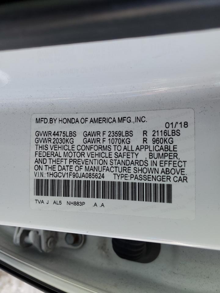 2018 Honda Accord VIN 1HGCV1F90JA085624 Copart auction photo, front end damage thumbnail 13