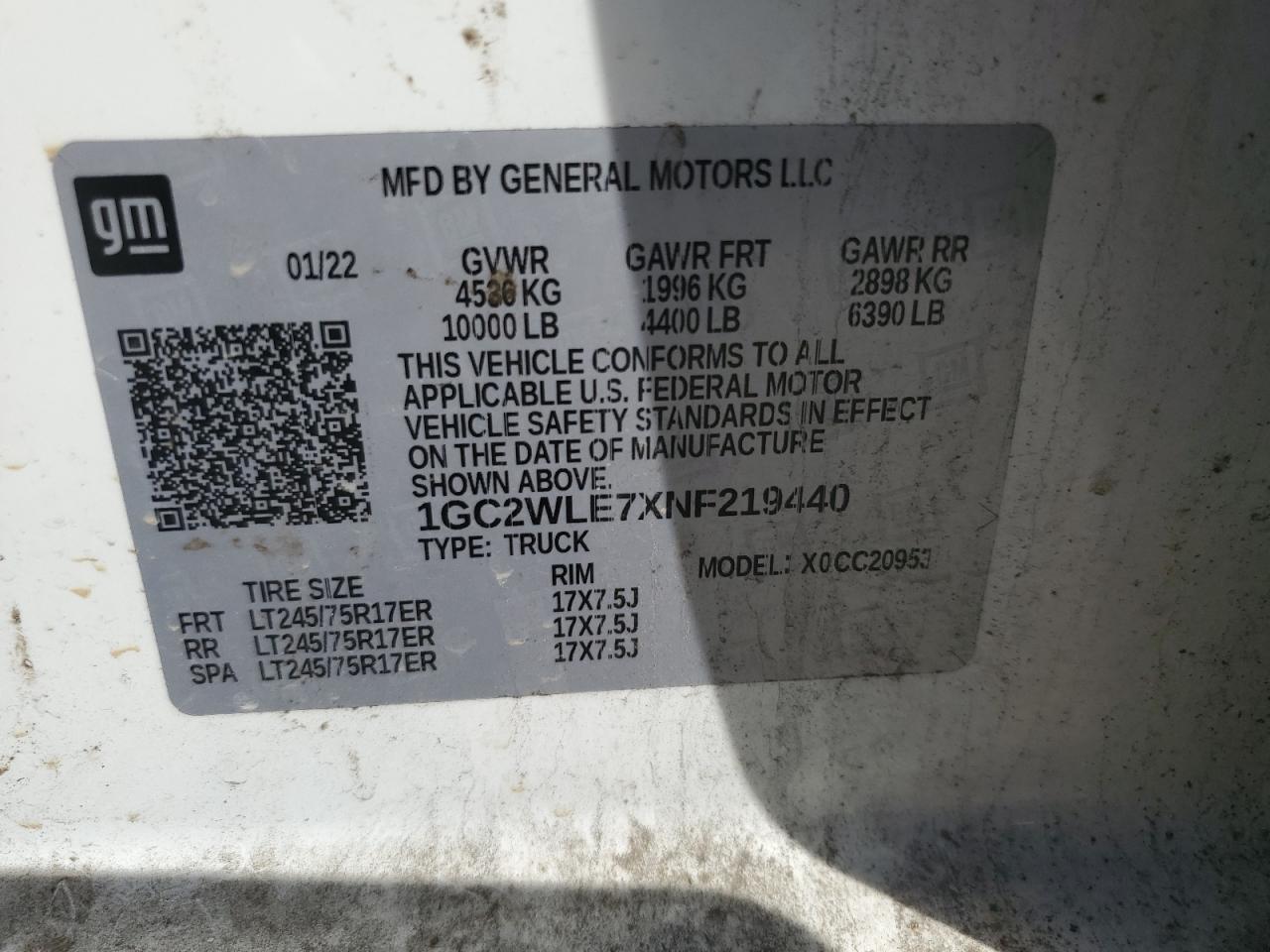 2022 Chevrolet Silverado VIN 1GC2WLE7XNF219440 Copart auction photo, front end damage thumbnail 12