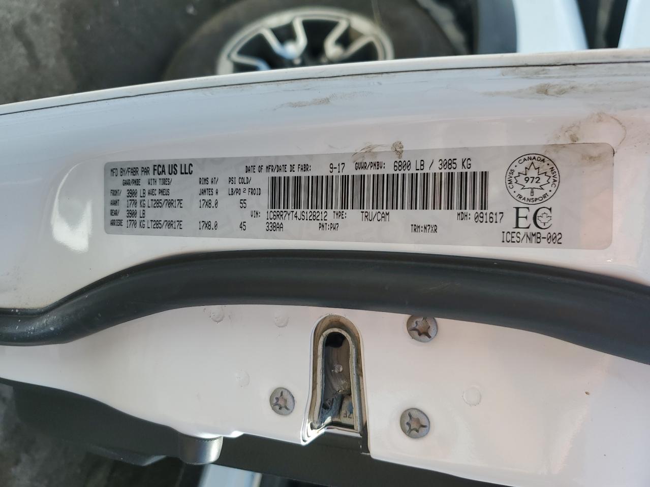 2018 RAM 1500 VIN 1C6RR7YT4JS128212 Copart auction photo, front end / side damage thumbnail 14