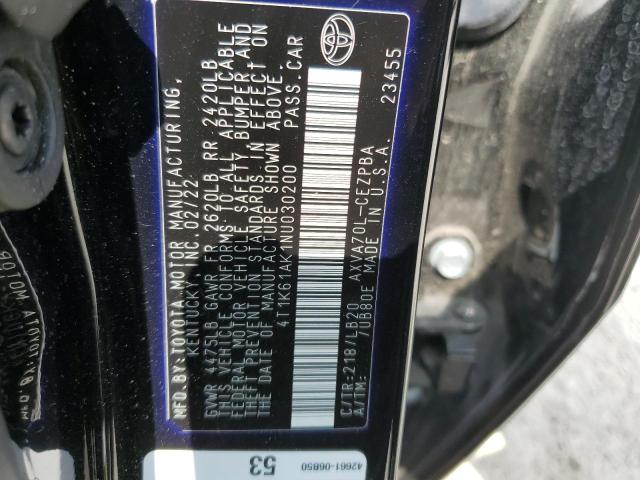 2022 Toyota Camry VIN 4T1K61AK1NU030200 Copart auction photo, hail damage thumbnail 12