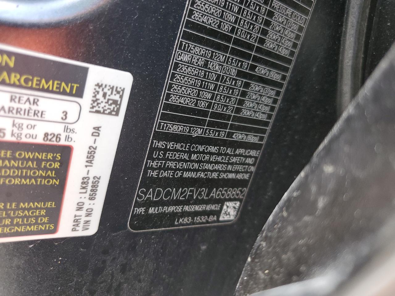 2020 Jaguar F-Pace VIN SADCM2FV3LA658852 Copart auction photo, front end damage thumbnail 14