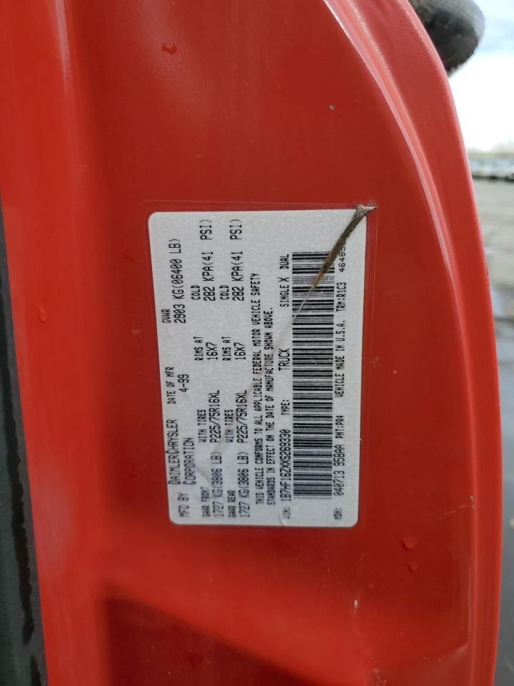 1999 Dodge RAM VIN 1B7HF16ZXXS269330 Copart auction photo, front end / rear end damage thumbnail 13