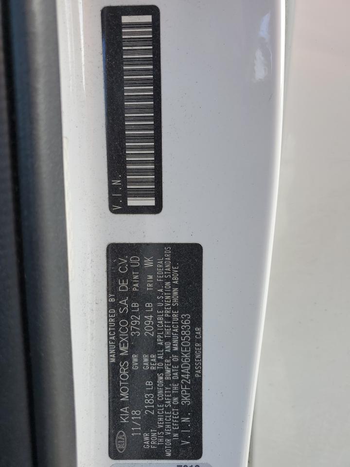 2019 KIA Forte VIN 3KPF24AD6KE058363 Copart auction photo, front end / side damage thumbnail 13