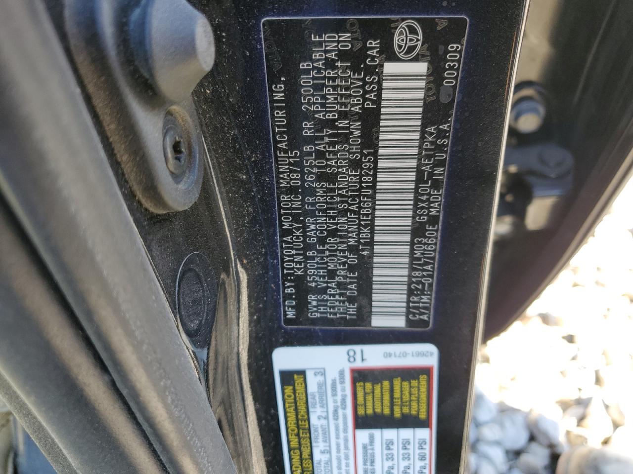 2015 Toyota Avalon VIN 4T1BK1EB6FU182951 Copart auction photo, front end damage thumbnail 14