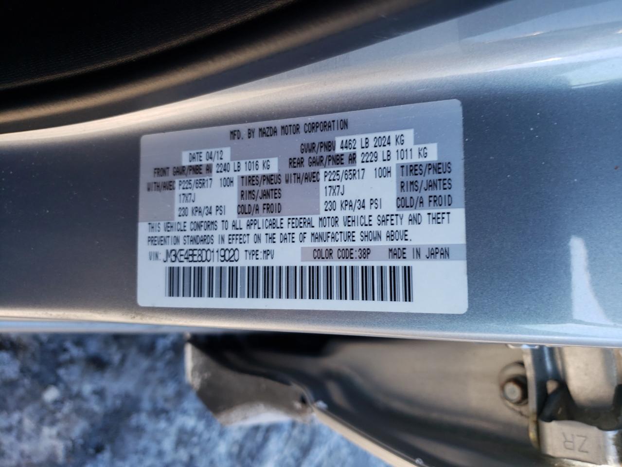 2013 Mazda CX-5 VIN JM3KE4BE8D0119020 Copart auction photo, front end damage thumbnail 15