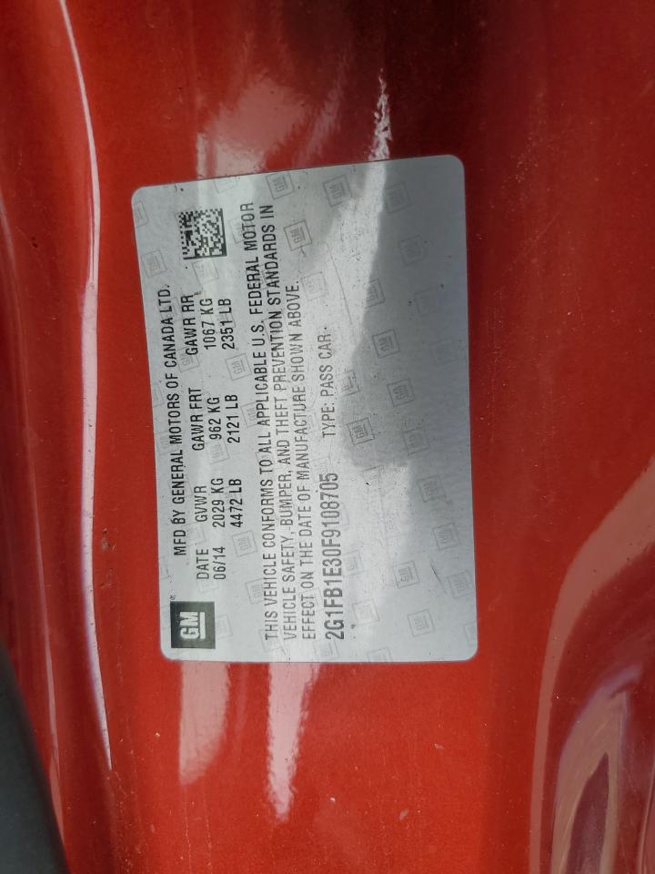 2015 Chevrolet Camaro VIN 2G1FB1E30F9108705 Copart auction photo, front end damage thumbnail 13