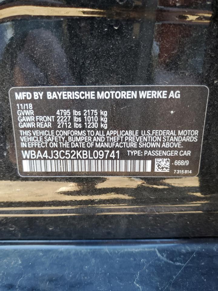 2019 BMW 4er VIN WBA4J3C52KBL09741 Copart auction photo, frame damage / front end damage thumbnail 15
