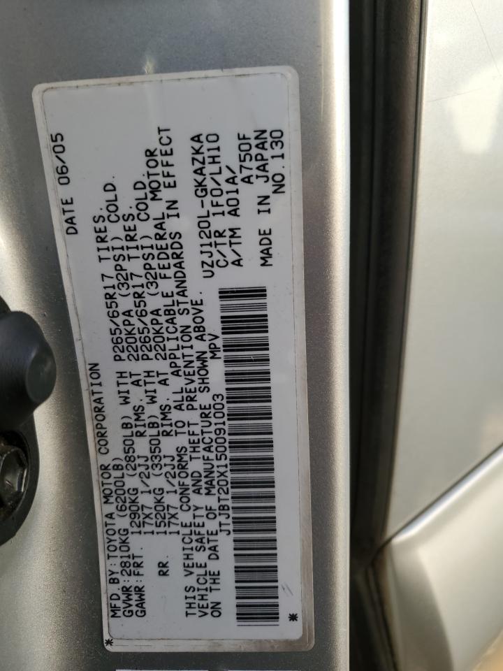 2005 Lexus GX VIN JTJBT20X150091003 Copart auction photo, front end damage thumbnail 14