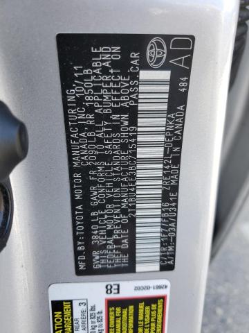 2011 Toyota Corolla VIN 2T1BU4EE3BC715419 Copart auction photo, front end damage thumbnail 12