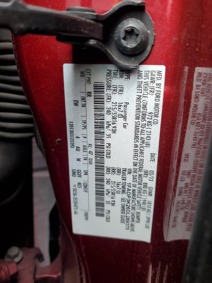 2013 Ford Focus VIN 1FADP3K26DL289375 Copart auction photo, front end damage thumbnail 14