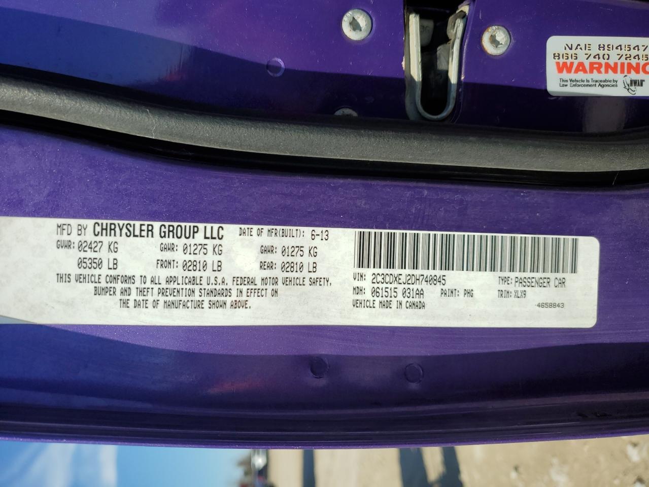 2013 Dodge Charger VIN 2C3CDXEJ2DH740845 Copart auction photo, front end / rear end damage thumbnail 15