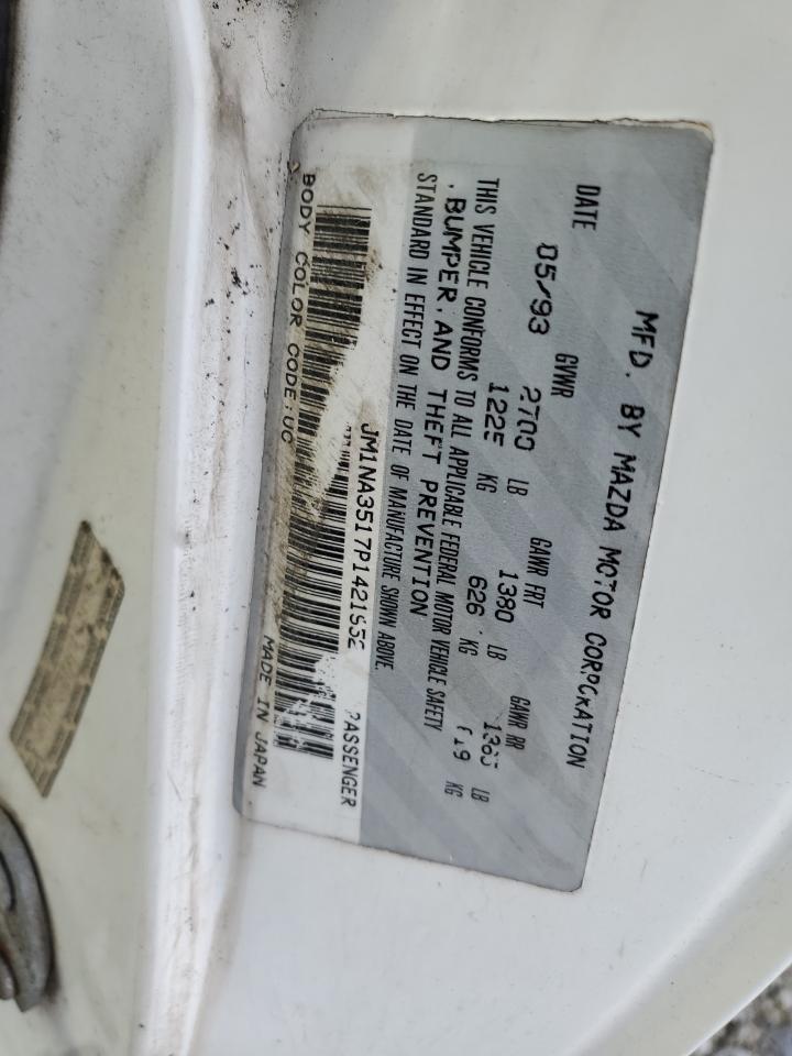 1993 Mazda MX-5 VIN JM1NA3517P1421952 Copart auction photo, rear end damage thumbnail 12