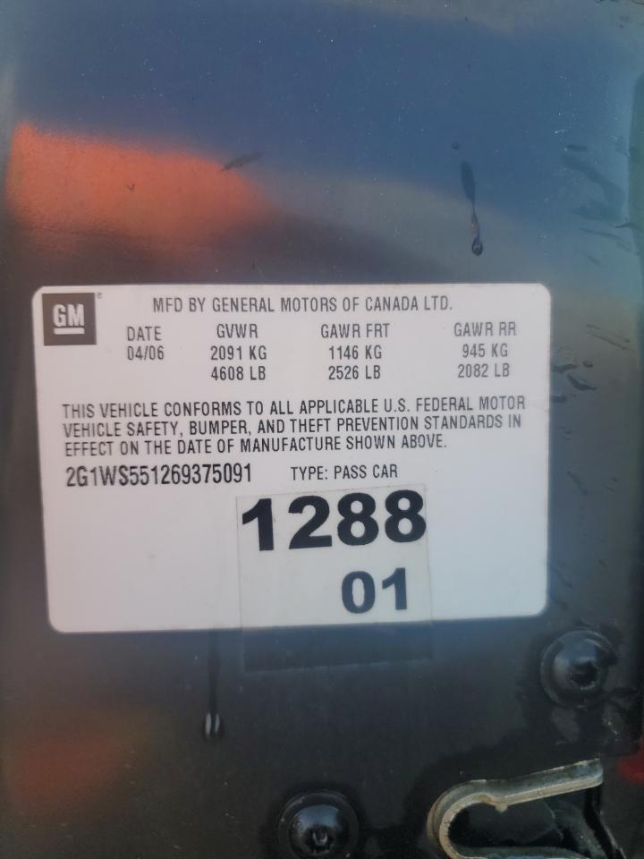 2006 Chevrolet Impala VIN 2G1WS551269375091 Copart auction photo, front end damage thumbnail 12