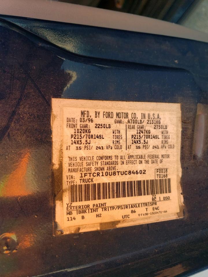 1996 Ford Ranger VIN 1FTCR10U8TUC84602 Copart auction photo, front end damage thumbnail 12