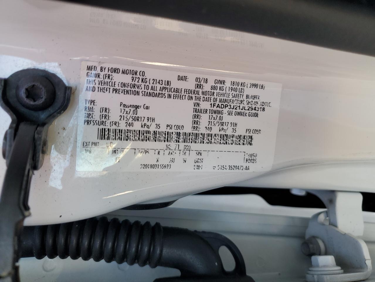 2018 Ford Focus VIN 1FADP3J21JL294318 Copart auction photo, front end / rear end damage thumbnail 12