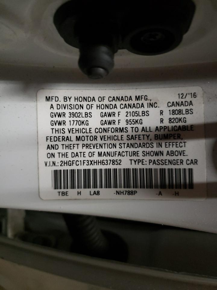 2017 Honda Civic VIN 2HGFC1F3XHH637852 Copart auction photo, front end / minor dent/scratches damage thumbnail 13