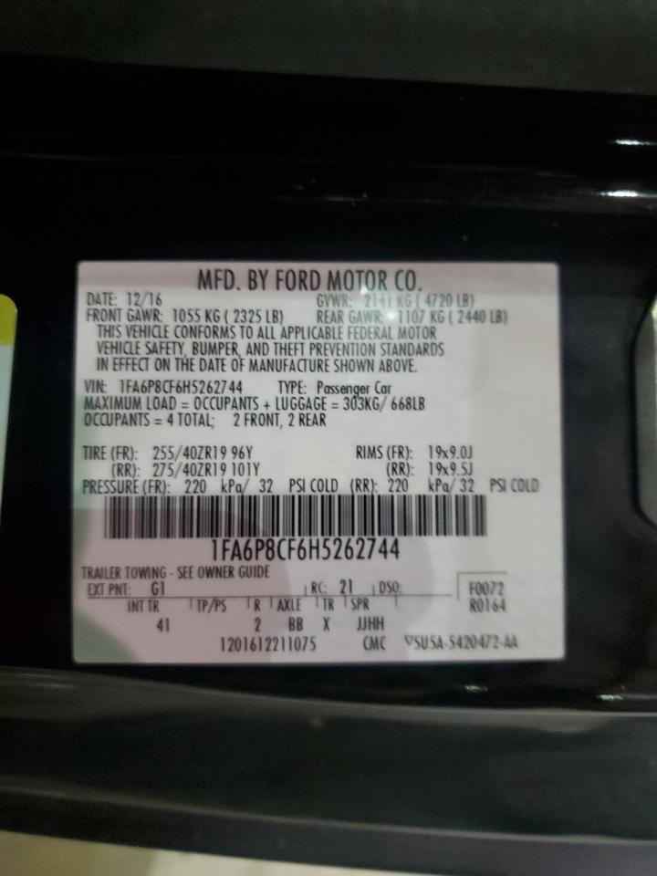 2017 Ford Mustang VIN 1FA6P8CF6H5262744 Copart auction photo, front end damage thumbnail 13