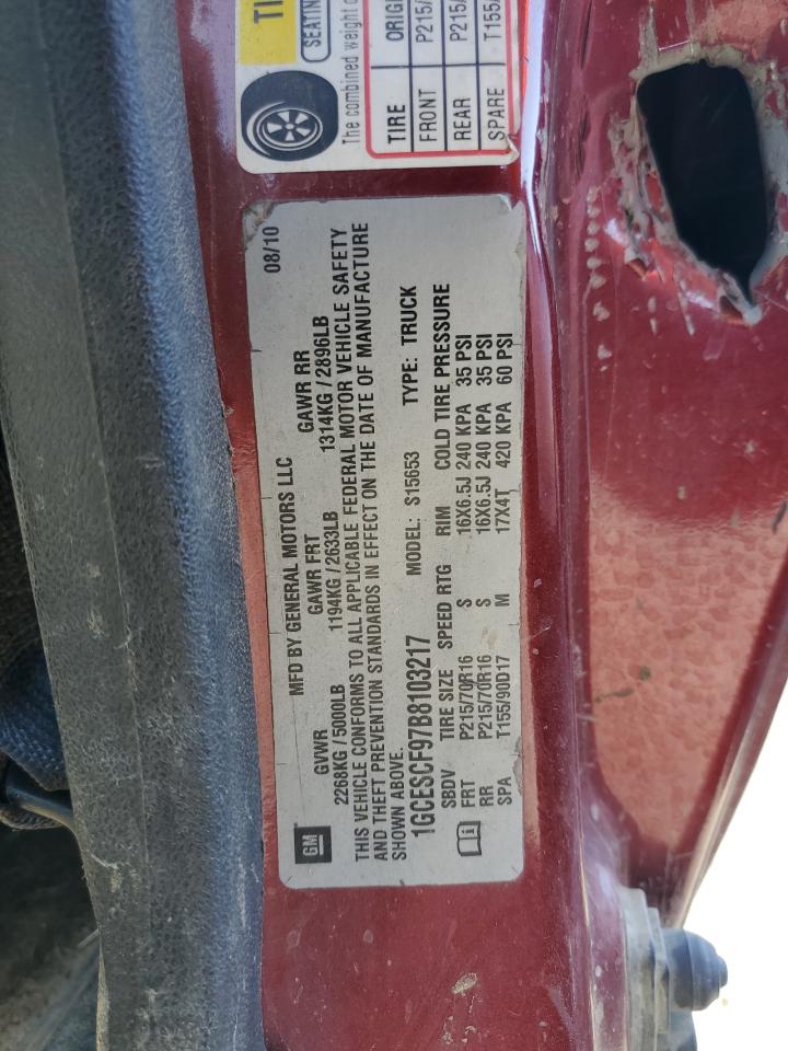 2011 Chevrolet Colorado VIN 1GCESCF97B8103217 Copart auction photo, all over damage thumbnail 12
