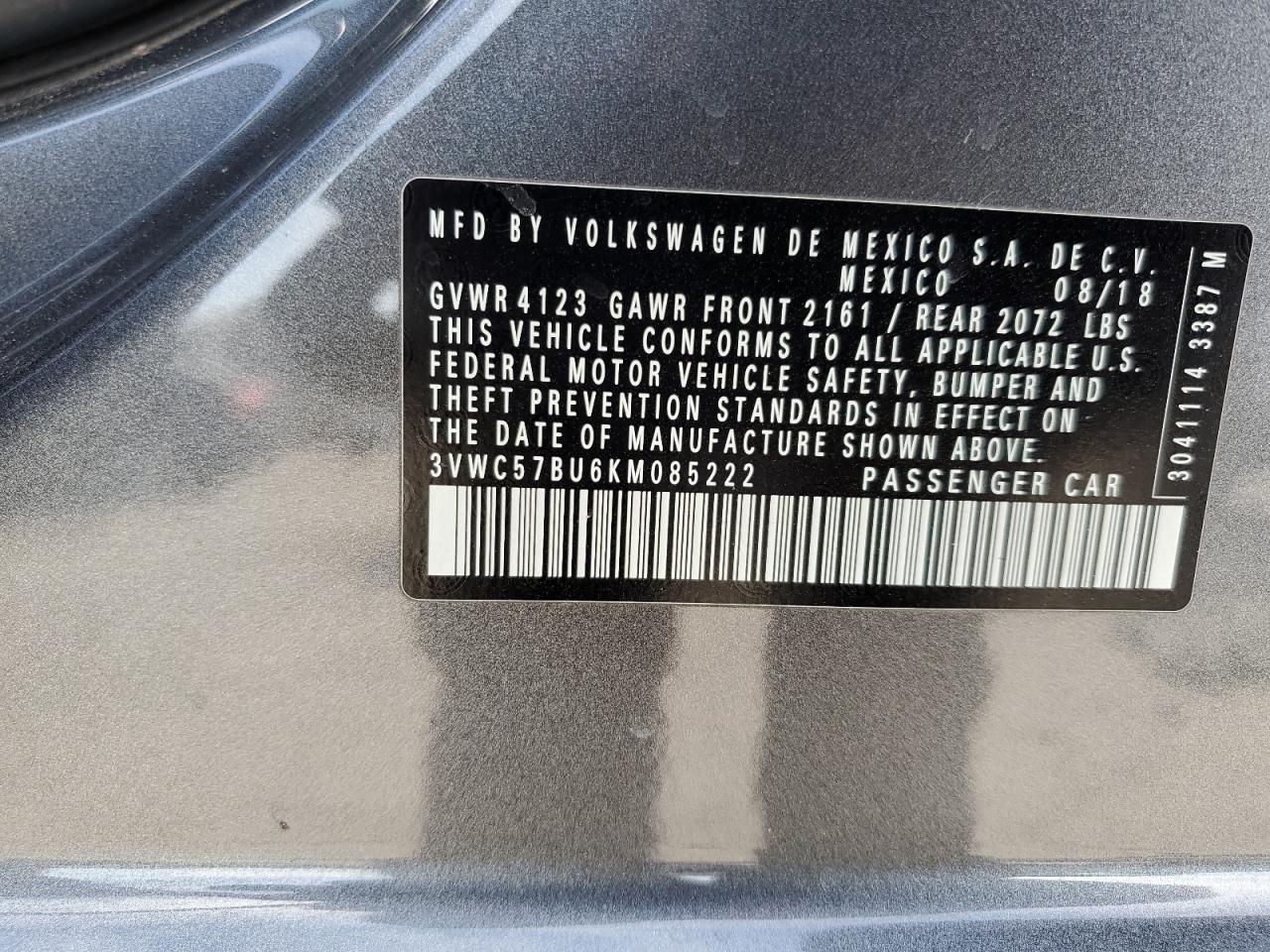 2019 Volkswagen Jetta VIN 3VWC57BU6KM085222 Copart auction photo, front end damage thumbnail 14