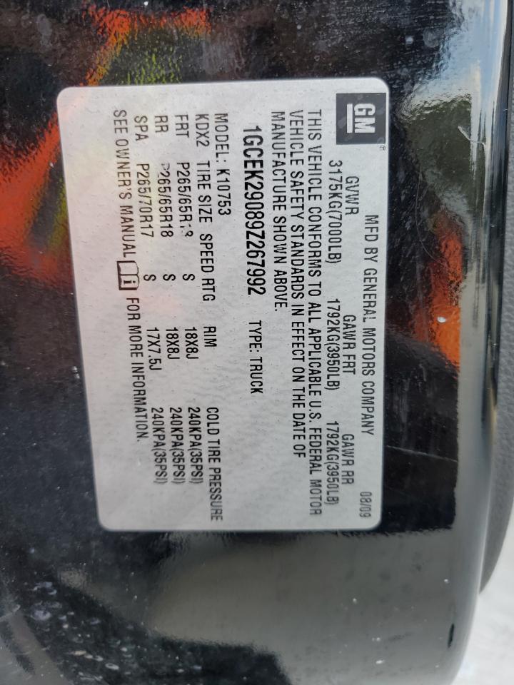 2009 Chevrolet Silverado VIN 1GCEK29089Z267992 Copart auction photo, mechanical / minor dent/scratches damage thumbnail 12