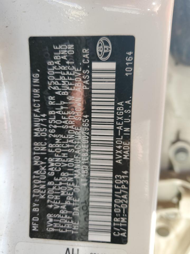 2014 Toyota Avalon VIN 4T1BD1EB2EU029654 Copart auction photo, all over damage thumbnail 14