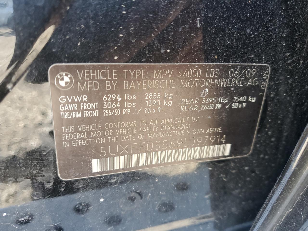 2009 BMW X5 VIN 5UXFF03569LJ97914 Copart auction photo, mechanical damage thumbnail 14