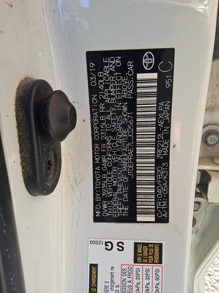 2020 Toyota Corolla VIN JTDEPRAE7LJ025671 Copart auction photo, front end damage thumbnail 12