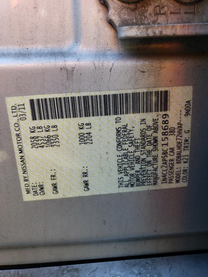 2011 Nissan Altima VIN 1N4CL2AP5BC158689 Copart auction photo, front end damage thumbnail 12