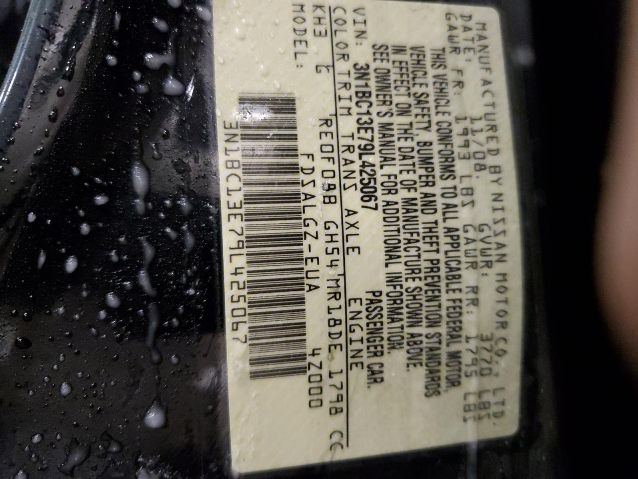2009 Nissan Versa VIN 3N1BC13E79L425067 Copart auction photo, front end damage thumbnail 12
