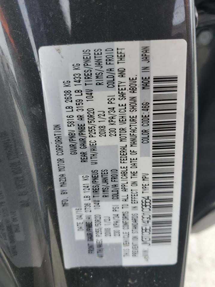 2016 Mazda CX-9 VIN JM3TCBEY4G0103664 Copart auction photo, rear end damage thumbnail 13