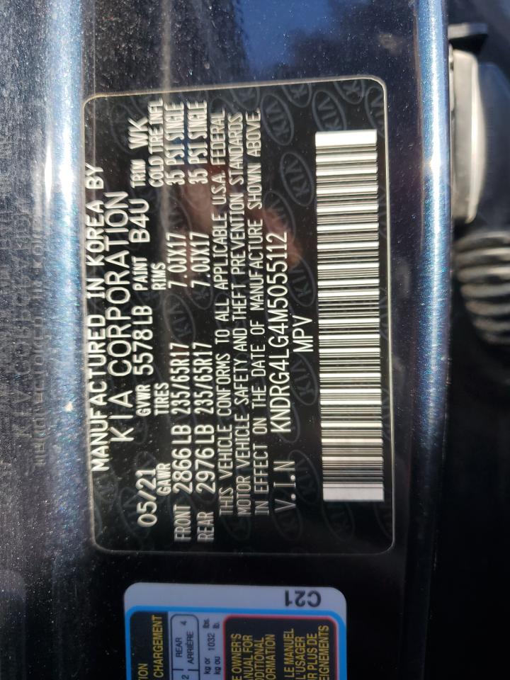 2021 KIA Sorento VIN KNDRG4LG4M5055112 Copart auction photo, rear end damage thumbnail 13