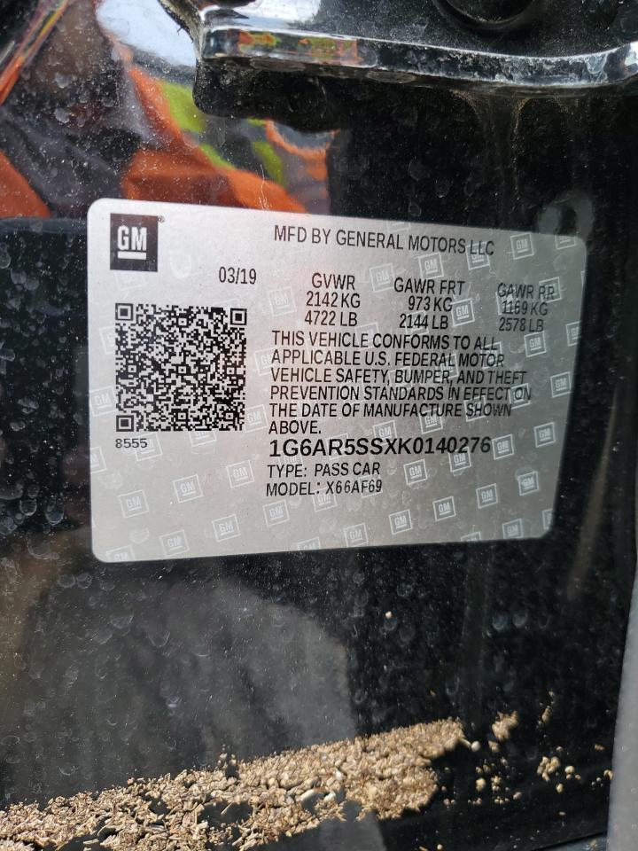2019 Cadillac CTS VIN 1G6AR5SSXK0140276 Copart auction photo, water/flood damage thumbnail 13