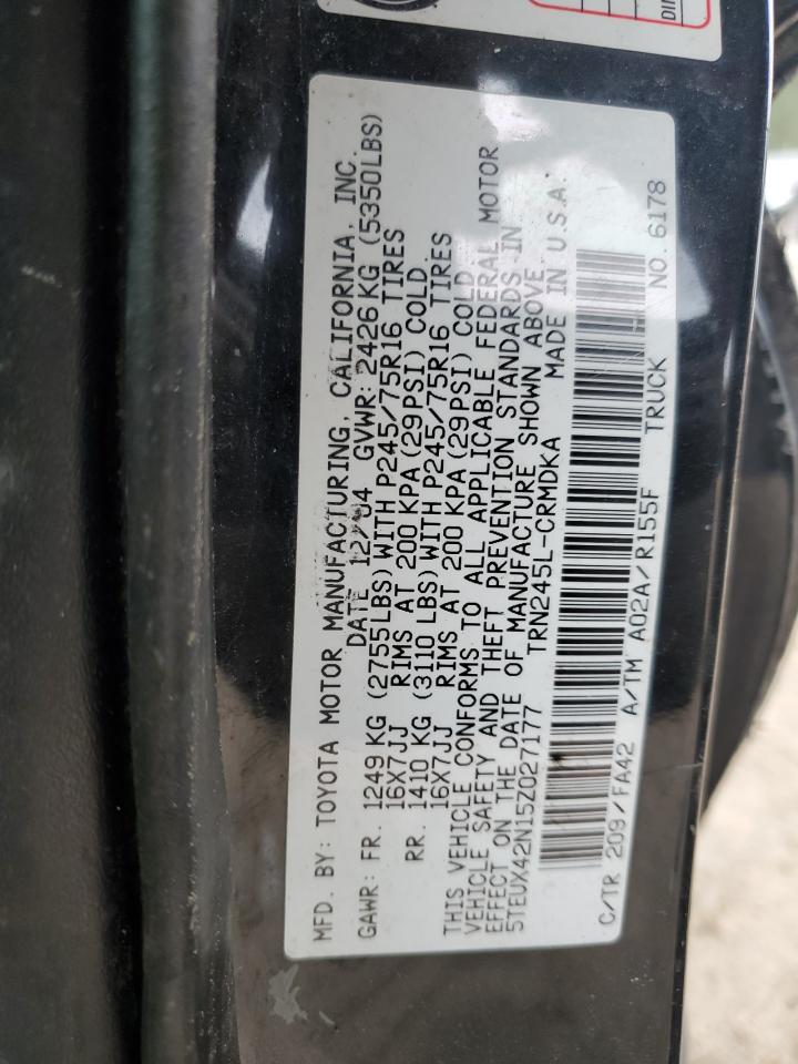 2005 Toyota Tacoma VIN 5TEUX42N15Z027177 Copart auction photo, side / undercarriage damage thumbnail 14