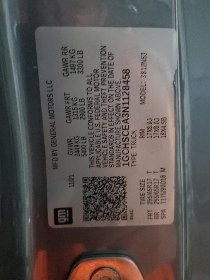 2022 Chevrolet Colorado VIN 1GCHSCEA3N1128458 Copart auction photo, mechanical damage thumbnail 12