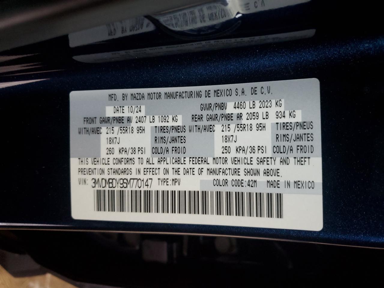 2025 Mazda CX-30 VIN 3MVDMBDY9SM770147 Copart auction photo, undercarriage / stripped damage thumbnail 13