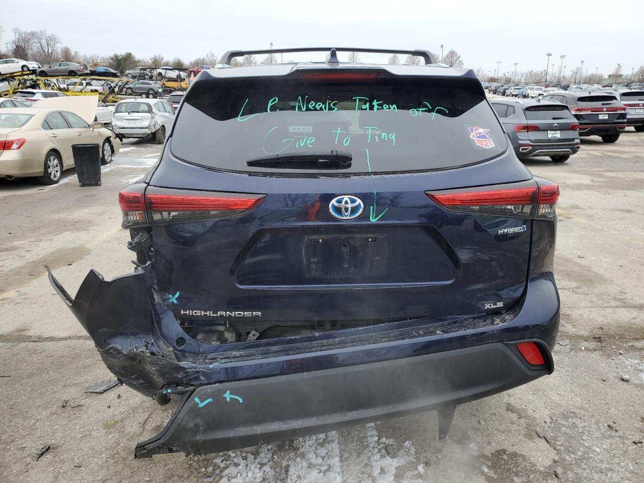 2020 Toyota Highlander VIN 5TDGBRCH7LS509406 Copart auction photo, rear end / side damage thumbnail 6