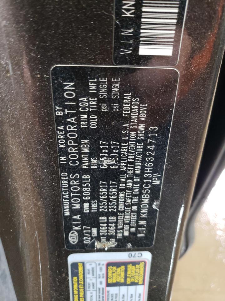 2017 KIA Sedona VIN KNDMB5C13H6324713 Copart auction photo, rear end / minor dent/scratches damage thumbnail 14