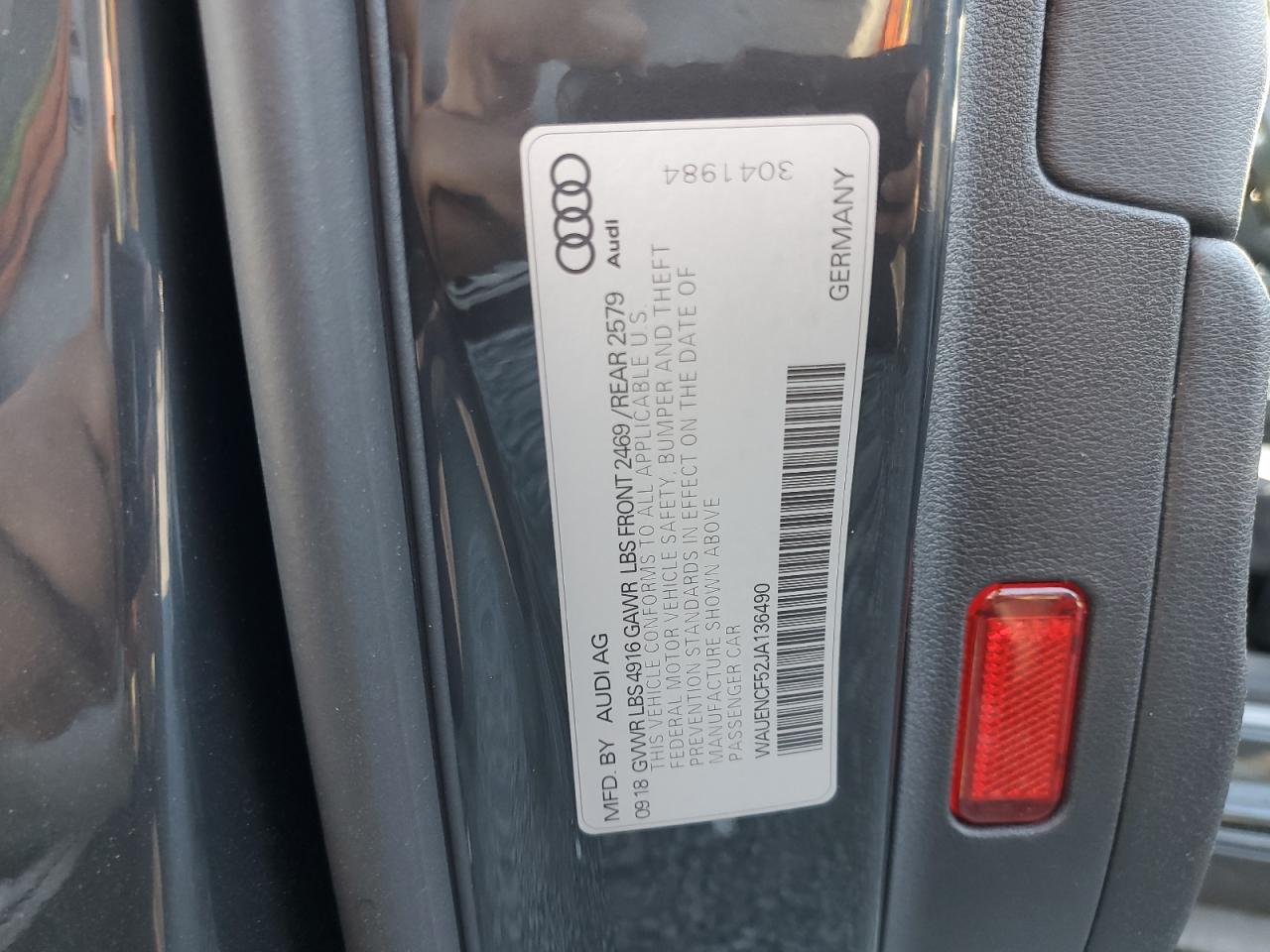2018 Audi A5 VIN WAUENCF52JA136490 Copart auction photo, front end damage thumbnail 15