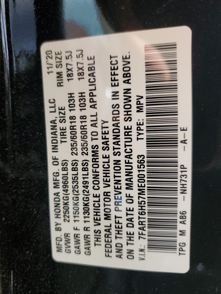2021 Honda CR-V VIN 7FART6H57ME001563 Copart auction photo, front end / side damage thumbnail 13