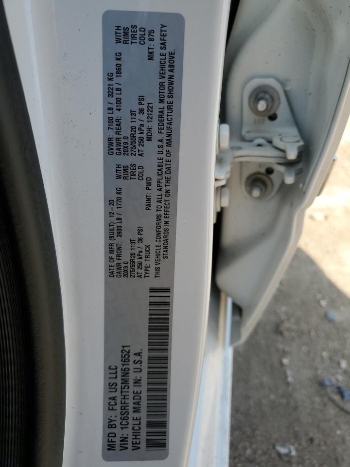 2021 RAM 1500 VIN 1C6SRFHT5MN616521 Copart auction photo, front end / side damage thumbnail 12